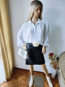 Elegancka biała koszula 42 XL bufiaste rękawy klasyka romantyczna vintage 