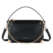 Pierre Cardin Czarna Elegancka Torebka Damska Kuferek Złote Okucia