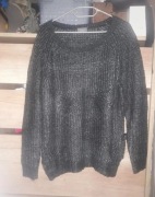 Czarny sweter ze srebrna nitka r. M-XL