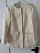 kremowy elegancki krótki płaszcz zara z wełną