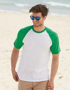 T-shirt baseball biały/zielony FRUIT of the LOOM