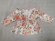 Bluzka elegancka tunika sukienka w kwiaty kwiatki 74 - 80 jak nowa