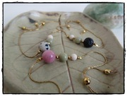 Bransoletka regulowana z kamieni naturalnych łańcuszek stal nierdzewna 