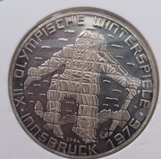 Austria 100 szylingów, 1975 .  - Innsbruck 1976 - Narciarz  Srebro 