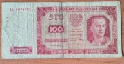 Banknot 100 zł 1948 PRL – oryginał, stan obiegowy