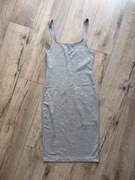 Zara trafaluc szara sukienka M Basic midi lato wakacje do pracy na co dzień