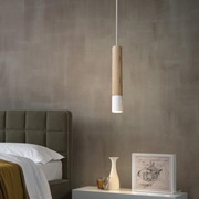 Lampa wisząca, kolor biały, drewno, vintage, Gu10, z regulacją wysokości