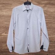 Biała koszula we wzorki, chłopięca, 164