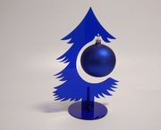 Stojak / wieszak na bombkę z bombką 10 cm niebieski przezroczysty