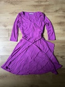 Różowa sukienka Monnari 36 – pasek, długi rękaw, dobry stan