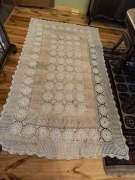 obrus szydełkowy duży 150 x 250 cm ecru rękodzieło