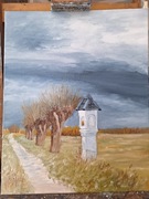 Pejzaż z wierzbami -olej