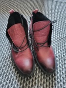 buty skórzane męskie bordowe z ociepleniem 