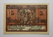 banknot zastępczy Niemcy Notgeld 5 Pfennig 1922