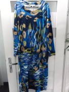 48 Sahara niebieska sukienka midi kieszenie wzory dżersej długa 4XL 20