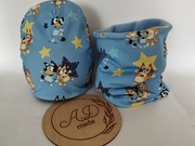 Komplet zestaw ocieplany zimowy czapka komin nowość Piesek Bluey