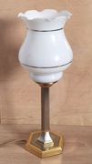 lampa stołowa z mosiądzu chromowana z kloszem 39 cm