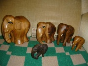 DREWNIANE SŁONIE - SŁOŃ - 6 sztuk !