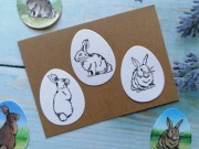 Scrapki jajka z zajączkami do kolorowania 3szt. papier mixmedia