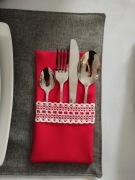 Kieszonki na sztućce czerwone, 6 szt