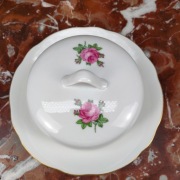 Ładna okrągła porcelanowa maselniczka - Różowe róże - Kahla #2