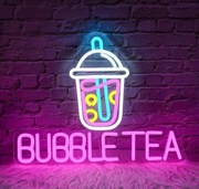 NEON BUBBLE TEA SZYLD reklama herbata kawiarnia kafejka 