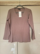 prążkowana bluzka basic taupe xxl