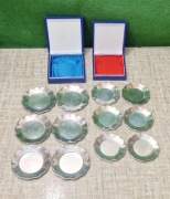 Podstawki posrebrzane do szklanek 6 szt + do kieliszków 6 szt z PRL