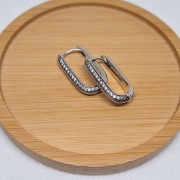 Cudowne kolczyki elipsy z  cyrkoniami S925