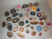 Duża kolekcja broszki fimo true vintage PRL NRD zestaw broszka 