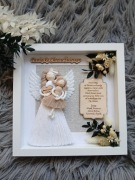 Pamiątka chrztu świętego aniołek na chrzest ramka 3D