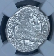 Śląsk, 3 krajcary 1667 Wrocław, Leopold I NGC MS 67 MAX NOTA
