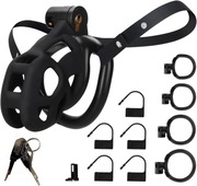 Lekki mały czarny pas cnoty chastity klatka na penisa 4 oringi z paskiem S