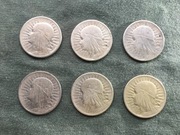 2 złote srebro Głowa Kobiety 1932 - 1933 sześć sztuk