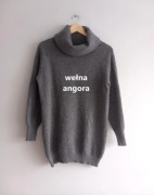 Benetton wełniany sweter z golfem wełna angora S
