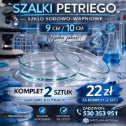 Szalki Petriego 10cm/9cm szkło sodowo wapniowe zestaw 2 szt 