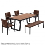 Meble ogrodowe jadalniane zestaw na balkon taras brązowe stół krzesła
