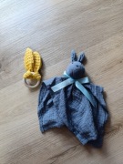 Zestaw niemowlęcy: Przytulanka Króliczek muślinowy + Gryzak sensoryczny