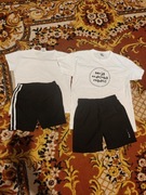 Dwie pary czarnych spodenek gimnastycznych w-f 128-134 , 140 kipsta