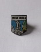 Herb gmina Dobra przypinka pin odznaka wpinka