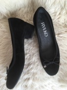Buty czółenka skóra zamsz czarne Ryłko 38 