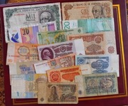 Zestaw banknotów Hiszpania, Rosja, Bułgaria i inne, razem 15 szt.