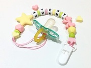 Zawieszka do smoczka z imieniem, klips do smoczka, uchwyt do smoczka