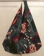 Torba duża origami, kwiaty, granatowa handmade