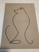 Obraz rysunek grafika pies piesek good boi samoyed line art art deco