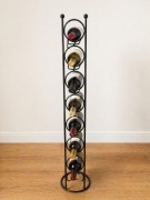 Stojak na wino 8 butelek metalowy stojący 101 cm czarny loft