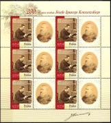 Ark. 6x 4428 z przyw. 200. rocz. ur. Józefa Ignacego Kraszewskiego (arkusz)