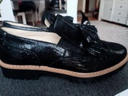 Czarne skórzane mokasyny oksfordki półbuty zapato rozmiar 36