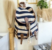 Plecak torebka Accessorize w paski marynarski wzór granatowo kremowy