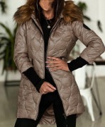 Kurtka zimowa z sciagaczami na rękawach Futro kaptur Nowość